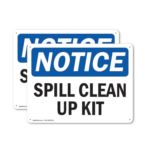 Signmission Spill Clean Up Kit, 18 in W x Rectangle, Plastic OS-2PACK-NS-P-1218-L-16608 - main